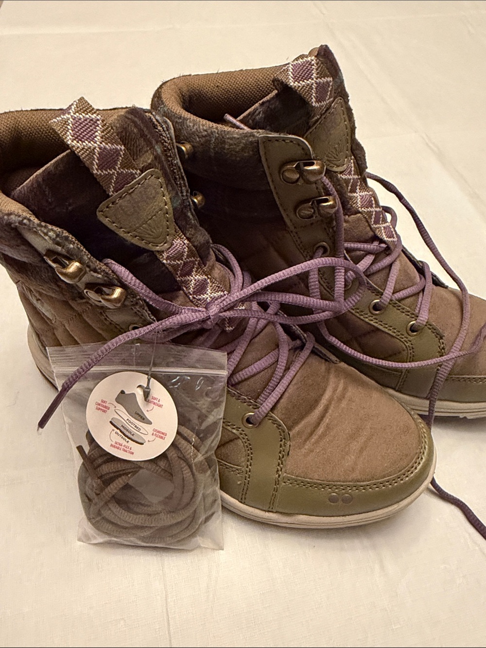 Ryka Olive Green and Purple Lace-Up Women's Boots